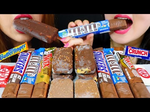 ASMR CANDY ICE CREAM BARS (TWIX, SNICKERS, M&M'S, CRUNCH, HEATH, KITKAT) 리얼사운드 먹방 | Kim&Liz ASMR