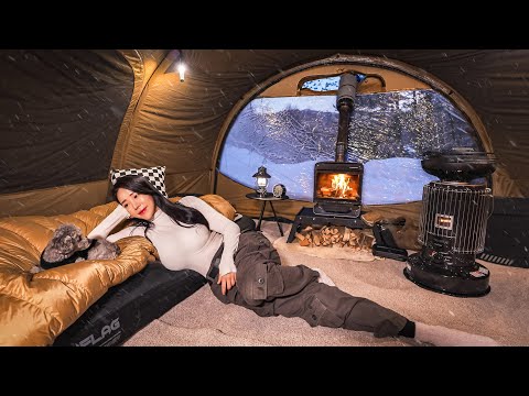 ❄️CAMPING ON DEEP SNOW WITH A COZY & WARM SHELTER