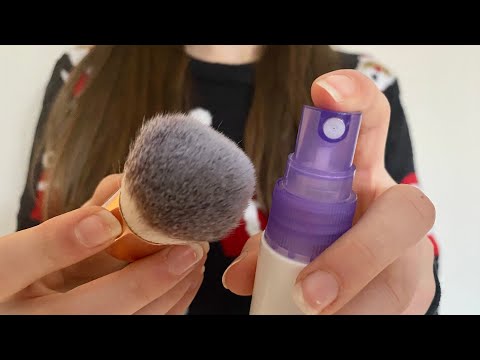 ASMR doing your hair & makeup for Xmas! | actual camera touching | lo-fi | hair straightening