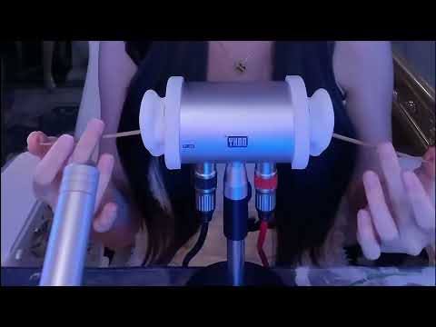 Tingly Ear Cleaning ASMR with Goose Feather, Cotton Swabs & Heartbeat Sounds / 1Hr (No Talking)