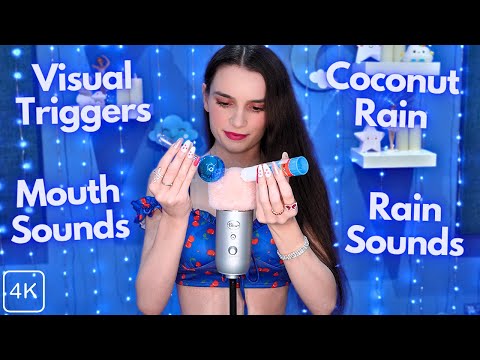 ASMR Visual Triggers for Sleep 😴🌧 ( Mouth Sounds , tktk , Coconut Rain , Glue , Mic Scratching etc.