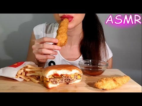 ASMR | Eating Double Cheese and Chicken Strips | CRISPY SOUNDS | No Talking | Lady M. ASMR