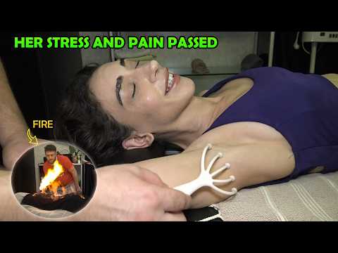 SHE FELT PEACE - STRESS IS GONE + CRACKS + ASMR head,foot,chest,armpit,belly,back,ear & body massage