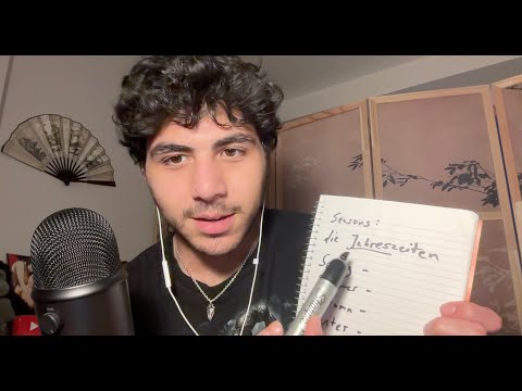 ASMR Teaching You German Basics on Seasons + Winter Vocabulary (soft spoken)