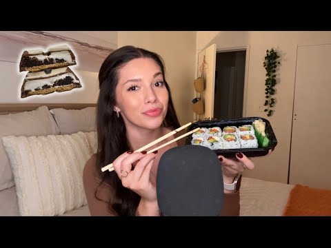 ASMR Eat Dinner With Me! | Sushi & Stuffed Chocolate Dessert