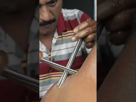 Massage With Chopsticks By Big Eyes Barber | ASMR Satisfying Neck And Ear Cracking #shorts