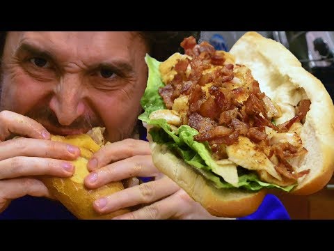 ASMR BIG BOY PO ' BOY Sandwich 먹방 *! NEW FOOD CAM !* BACON FISH N SPICY MAYO