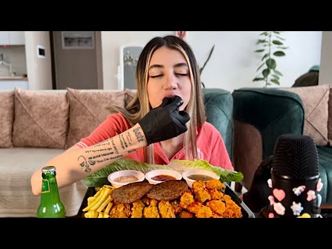 [MUKBANG ASMR] Fried chicken fillet🍗spicy fried mushrooms🍔hamburger, 🍟 fries