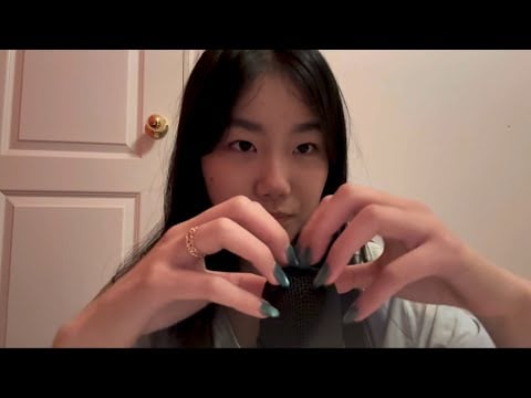 ASMR mic scratching + mouth sounds🩵 (rambles)
