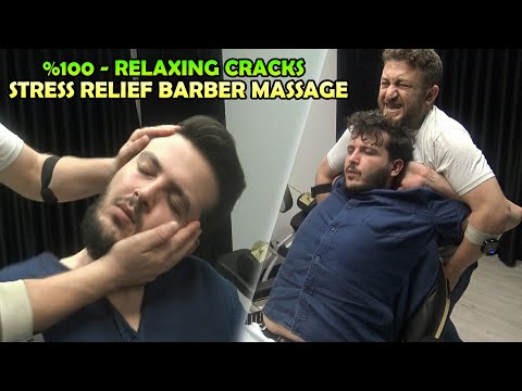 ASMR BARBER BODY TARRIBLE CRACKS 💈EAR BURN💈 head,foamy,face,ear,arm,back,ax,neck massage #uykumasajı