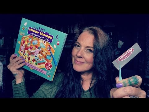 ASMR- Sticker Book & Gum Chewing W/Close Up Whispers