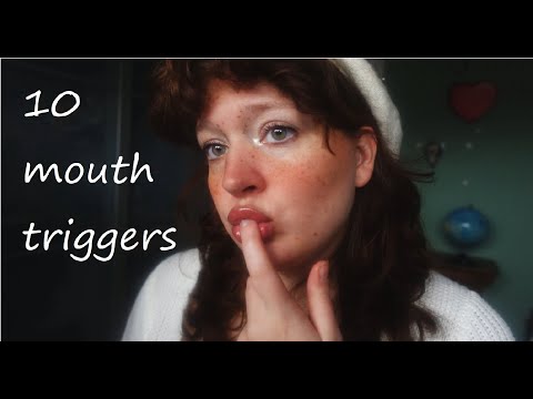 ASMR 10 mouth triggers, no talking (spit painting, kisses, pencil noms, spoolie nibbling, lipgloss)