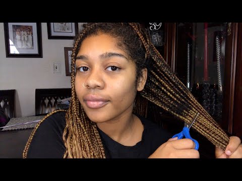 ASMR- Removing My Braids (SCISSOR SOUNDS, SCALP SCRATCHING, HAIR PLAY) 💇🏽‍♀️💕