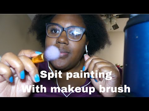 ASMR *Spit painting with makeup brush | JanayDASMR