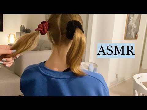 ASMR MY SISTER ALMOST FELL ASLEEP! (relaxing head & back scratching, hair brushing, no talking)