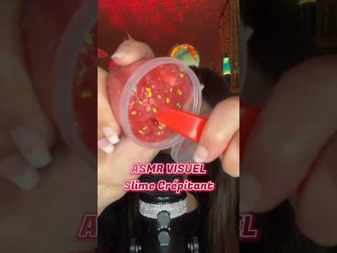 ASMR Slime Crépitant à la fraise 🍓✨ #asmrslime #crunchyslime #asmrvisual #oddlysatisfying #relax