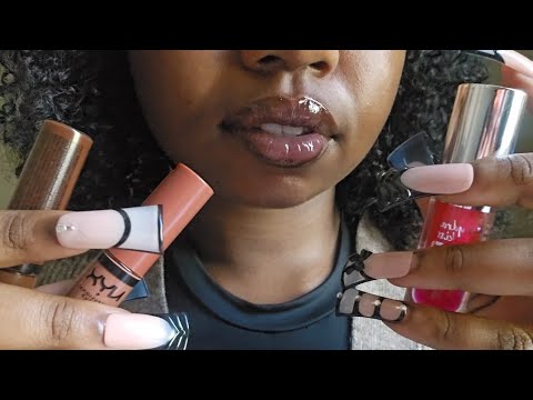 ASMR 🍂 Lipgloss Application 🤎 Fall Lip Combo's  (tapping w duck nails) 