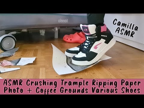 ASMR Crushing Trample Ripping Paper Photo + Coffee Grounds Various Shoes