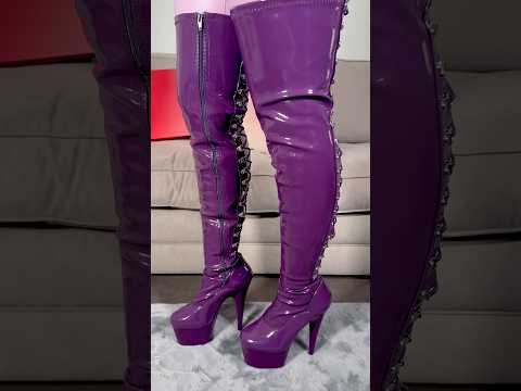 Introducing my NEW 7” Purple Boots!💜👢 #boots #thighhighboots #heels #platformshoes #pleasers #fyp