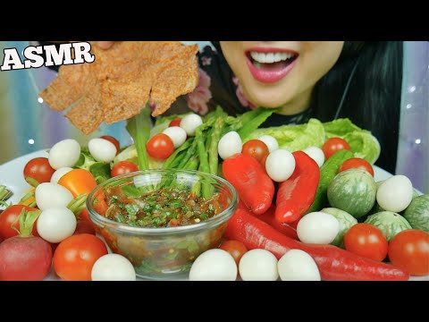 ASMR VEGGIE PLATTER + SPICY THAI DIPPING SAUCE *RECIPE (SATISFYING CRUNCH EATING SOUNDS) | SAS-ASMR