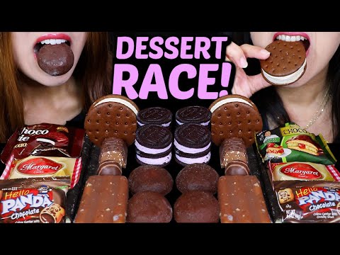 ASMR LEFTOVER DESSERT RACE! CHOCOLATE MOCHI ICE CREAM, FERRERO, HELLO PANDA, ICE CREAM SANDWICHES 먹방