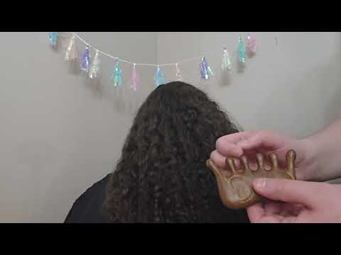 🐘 ASMR Hair Play + Sectioning w/ Wooden Elephant Comb on Hair and Back 🐘