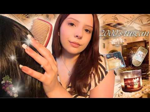 (asmr) 2000's tuscan mom does your hair🍷🍇✨(soft spoken+hair brushing)
