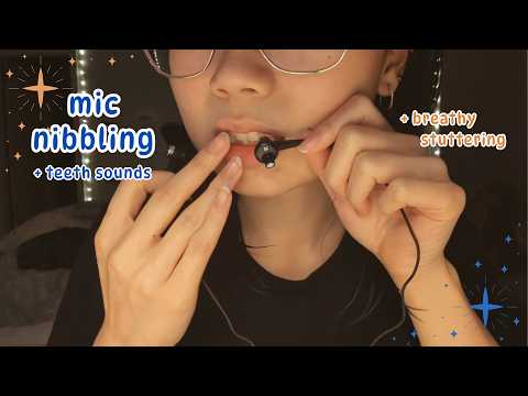 asmr | mic nibbling, teeth sounds, up close breathy + stuttering whispers