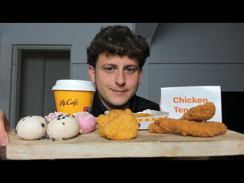 ASMR Eating McDonald's { Nuggets, Tenders, Coffee, Dots & Cheesecake }