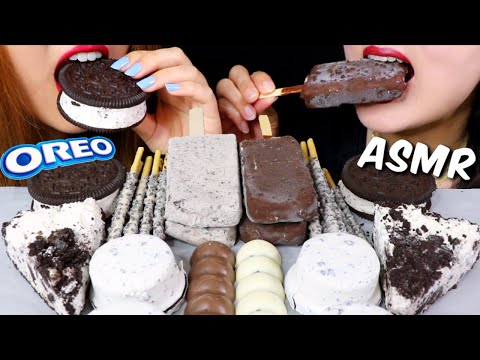 ASMR OREO ICE CREAM, PIE, COOKIES & CREAM ICE CREAM BARS, CHOCOLATE, PEPPERO 리얼사운드 먹방 | Kim&Liz ASMR