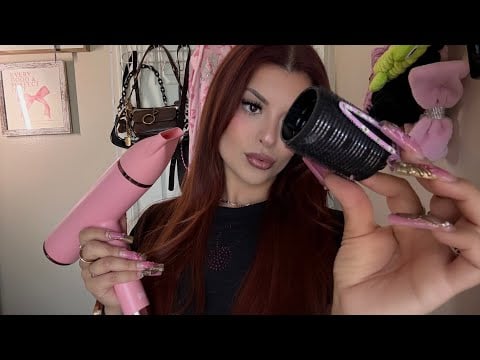ASMR Hair Wash & Hair Rollers 🎀 Blowout, Parting Hair, Blow Dryer + Towel Drying (No Talking)