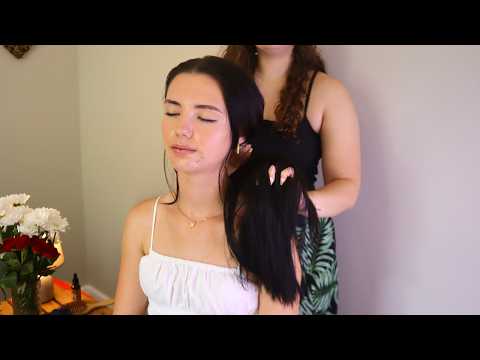 Soft Spoken Light Massage, Hair Play & Hair Brushing on a Real Person (asmr)