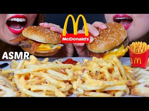 ASMR MCDONALD'S CHEESY BACON FRIES + BACON CHEESEBURGERS + APPLE PIE 맥도날드 리얼사운드 먹방 | Kim&Liz ASMR