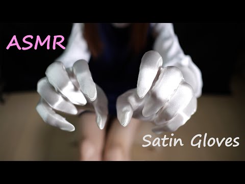 【ASMR】Satin Gloves Sounds(White),Tickle,Tickling air,No Talking サテン手袋 こちょこちょ くすぐり やさしめver【4K 60fps】
