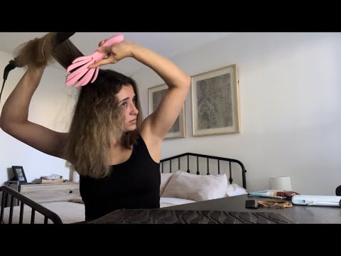 ASMR Hair Play (Soft Spoken) | Straightening My Hair