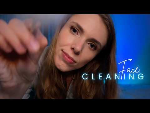 ASMR Relaxing Face Cleaning While Laying in Bed | Personal Attention, Face Touching