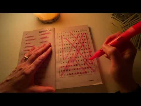 ASMR Word Search #2 with Blackjack and Card Counting at the End in Dim Light