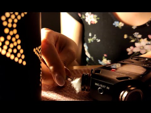 ASMR Ear cleaning, ear massage on a rainy night (intro+no talking)