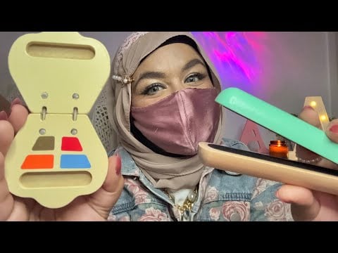 ASMR - Wooden Makeup on your “WOODEN FACE” / Straightning up your Hair 🪵🎀🫧