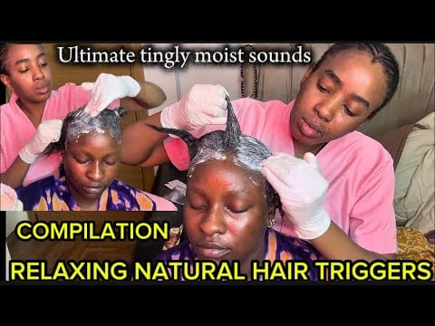 Asmr✨Intense relaxing african natural hair triggers with tingling wet mouth triggers and oil greasin
