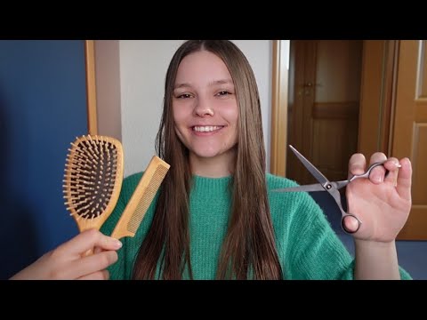 ASMR Haircut - Brushing, Combing & Cutting My Hair (REAL Haircut) ✂️