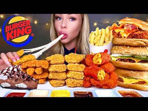 ASMR MOST POPULAR FOOD AT BURGER KING BIG WHOPPER, MAC N CHEESE BITES, CHICKEN SANDWICH, MUKBANG 먹방