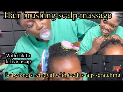 ASMR baby knot loosening with teeth, hair making with tiktok live recap soft whisper conversation