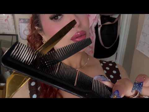 ASMR Hairdresser Roleplay✂️ Haircut & Slick Back Low Bun 🎀✨(Clicky Nails)