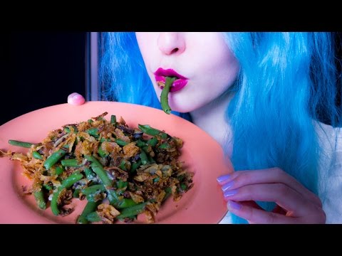 ASMR: Green Beans & Crispy Fried Onions ~ Relaxing Eating Sounds [No Talking | Vegan] 😻