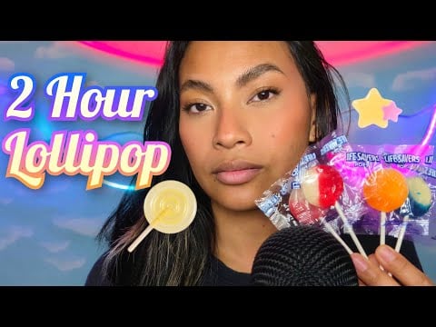 ASMR 2 HOUR Lifesaver Swirled Lollipops, Strawberry Orange Cherry Blueberry Vanilla Flavor, Loop