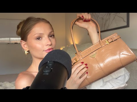 ASMR Over Explaining My New Bag (leather tapping and up-close whispers) 