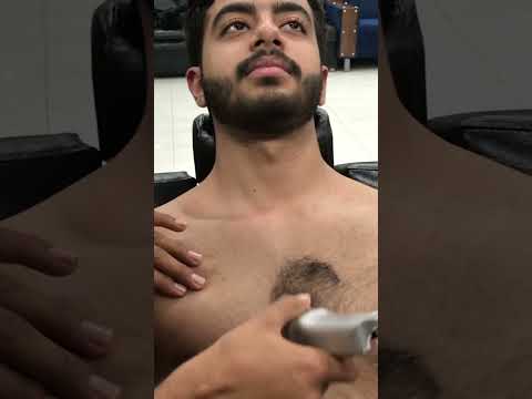 How to trim chest hairs #chestmassage #chesttrim #bodyshave #satisfyingvideo #asmr #lahoribarber