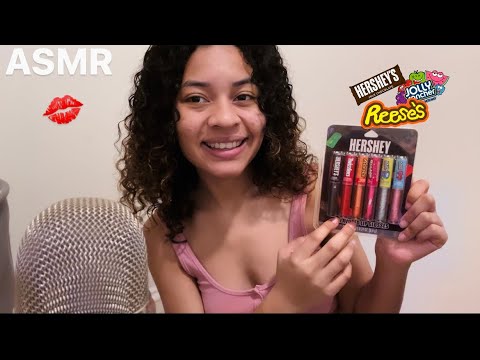 ASMR Español - APLICÁNDOME LIPGLOSS DE CHOCOLATE HERSHEYS, REESES, y mas (MOUTH SOUNDS INTENSOS)