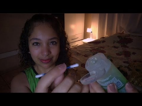 ASMR SPA facial, remoção de cravos: higienização, máscara preta removedora, massagem, rolo de jade🌙